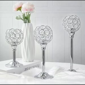 Crystal Metal tealight Bling Bowl candle holders 3 Piece